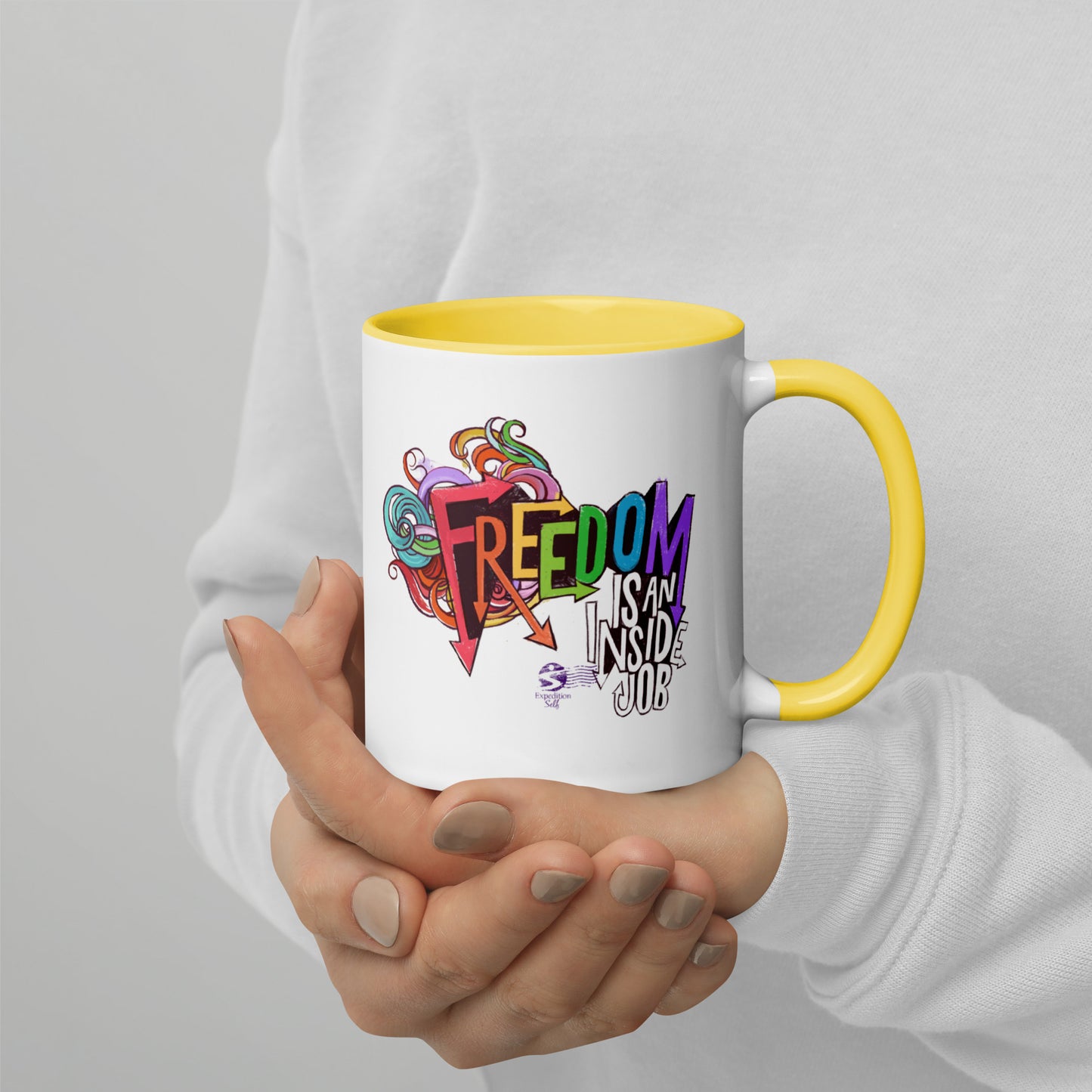 'Freedom is an Inside Job' Mug with Color Inside