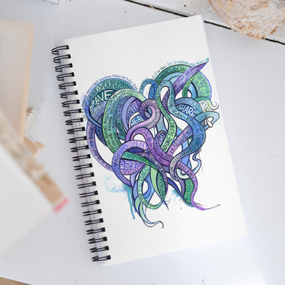 Heart Tendrils - Spiral Notebook (blues & greens)