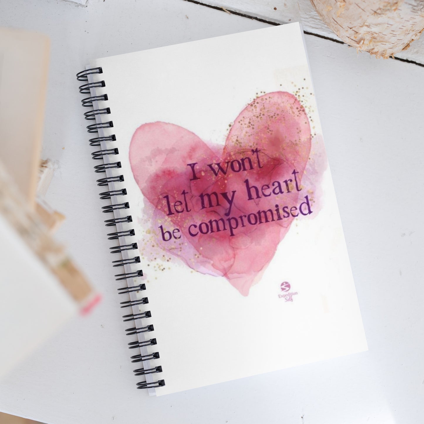 ‘I won’t let my heart be compromised’ (watercolor) Spiral Notebook