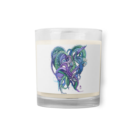 Heart Tendrils (blue & green) - Glass Jar Soy Wax Candle