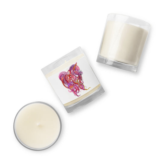 Heart Tendrils (red & pinks) - Glass Jar Soy Wax Candle