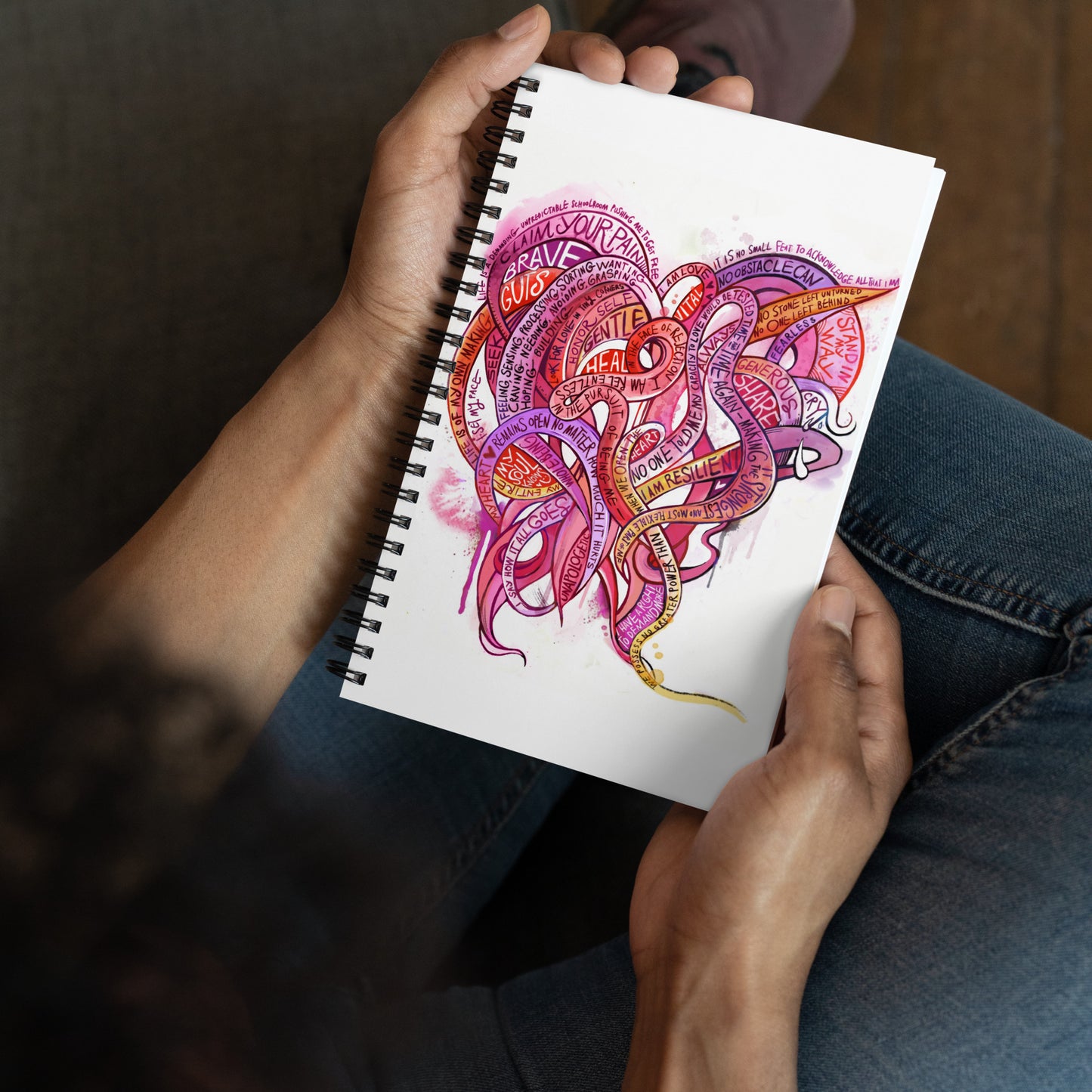 Heart Tendrils - Spiral Notebook (pinks & reds)