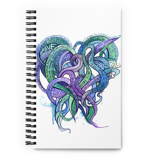 Heart Tendrils - Spiral Notebook (blues & greens)