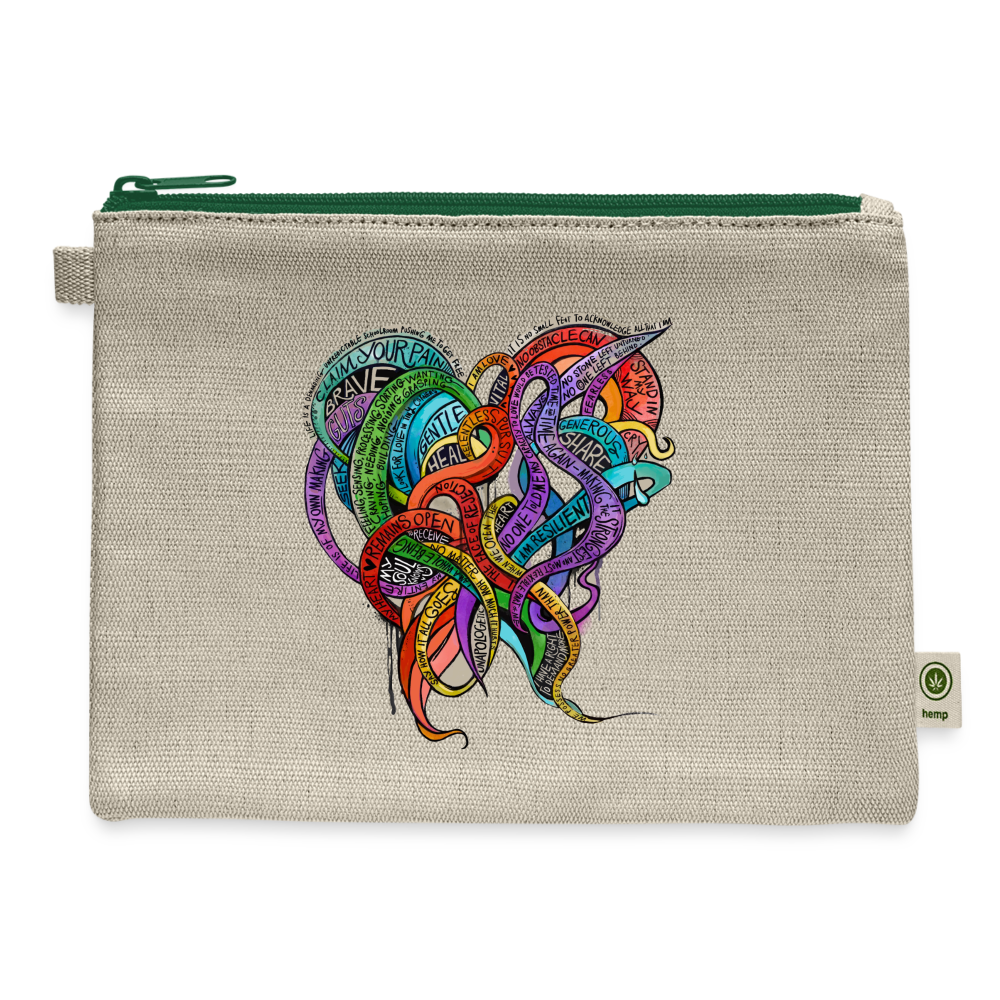 Tendril Heart Carry All Pouch - natural/green
