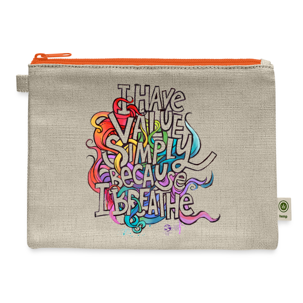 'I Have Value' carry all pouch - natural/orange