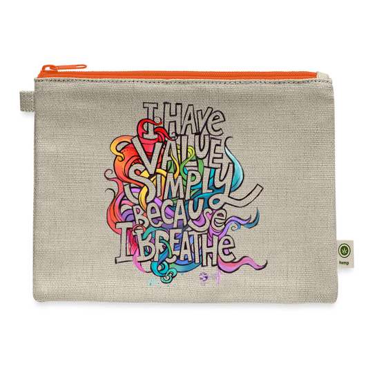 'I Have Value' carry all pouch - natural/orange