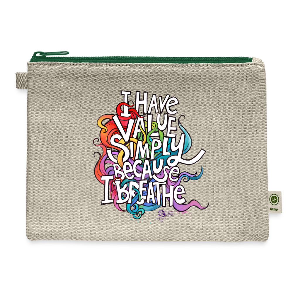 'I Have Value' carry all pouch - natural/green