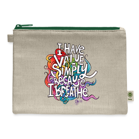 'I Have Value' carry all pouch - natural/green