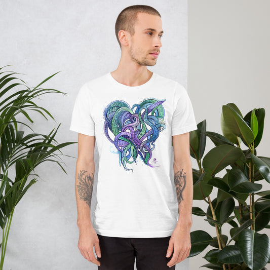 Heart Tendrils - Gender Neutral T-shirt (blues & greens)