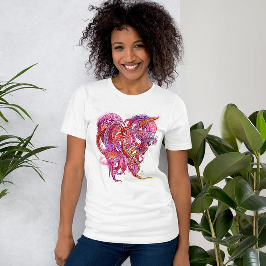 Heart Tendrils - Gender Neutral T-shirt (pinks & reds)