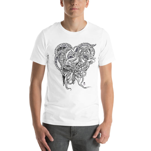 Heart Tendrils - Gender Neutral T-shirt (black & white)