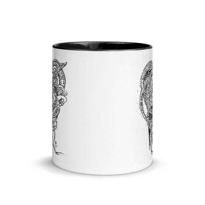 Heart Tendrils Mug with Color Inside (black & white)