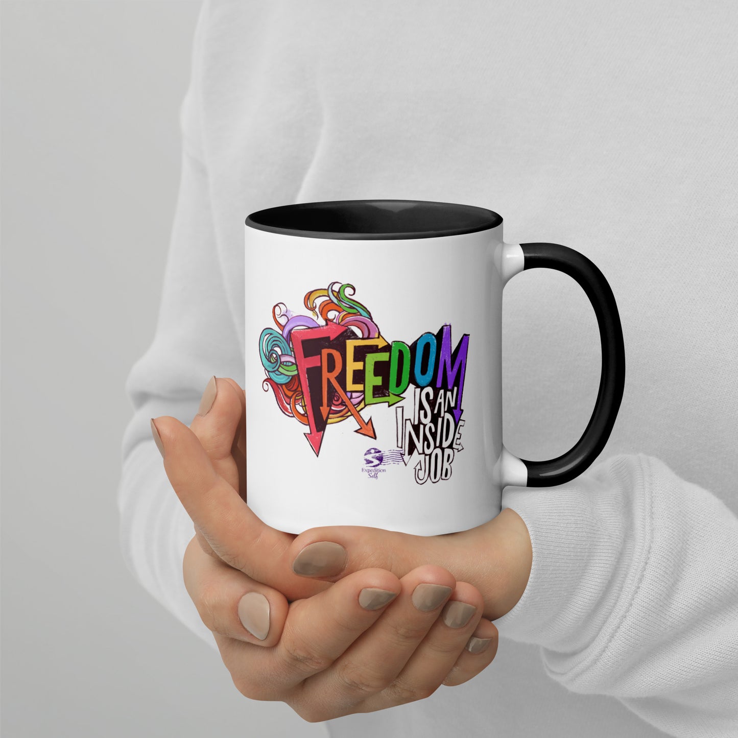 'Freedom is an Inside Job' Mug with Color Inside