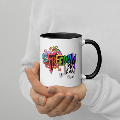 'Freedom is an Inside Job' Mug with Color Inside