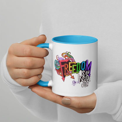 'Freedom is an Inside Job' Mug with Color Inside