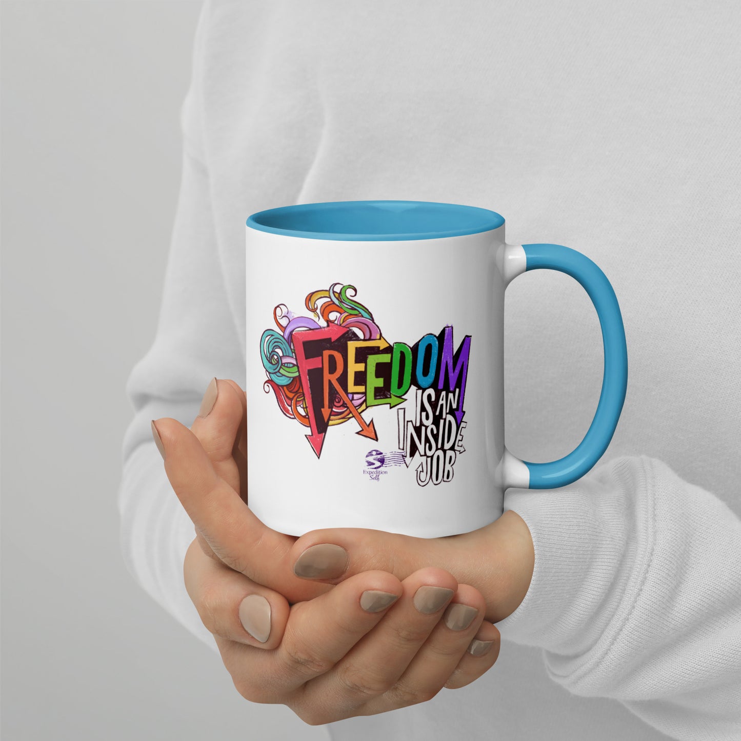 'Freedom is an Inside Job' Mug with Color Inside