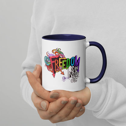 'Freedom is an Inside Job' Mug with Color Inside