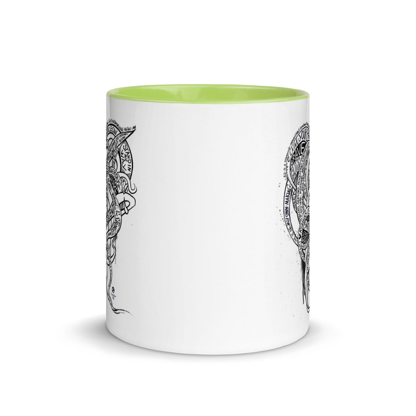 Heart Tendrils Mug with Color Inside (black & white)