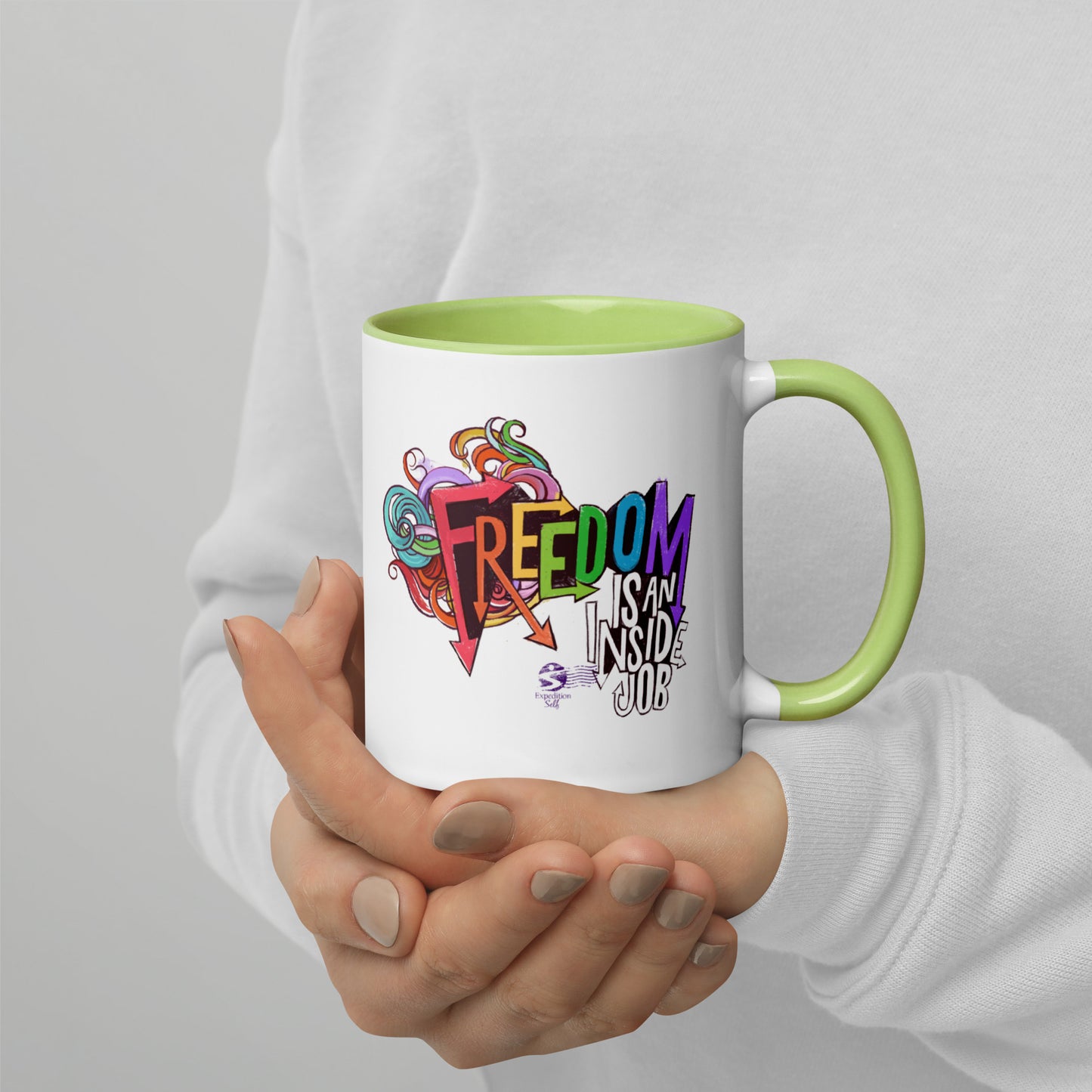 'Freedom is an Inside Job' Mug with Color Inside