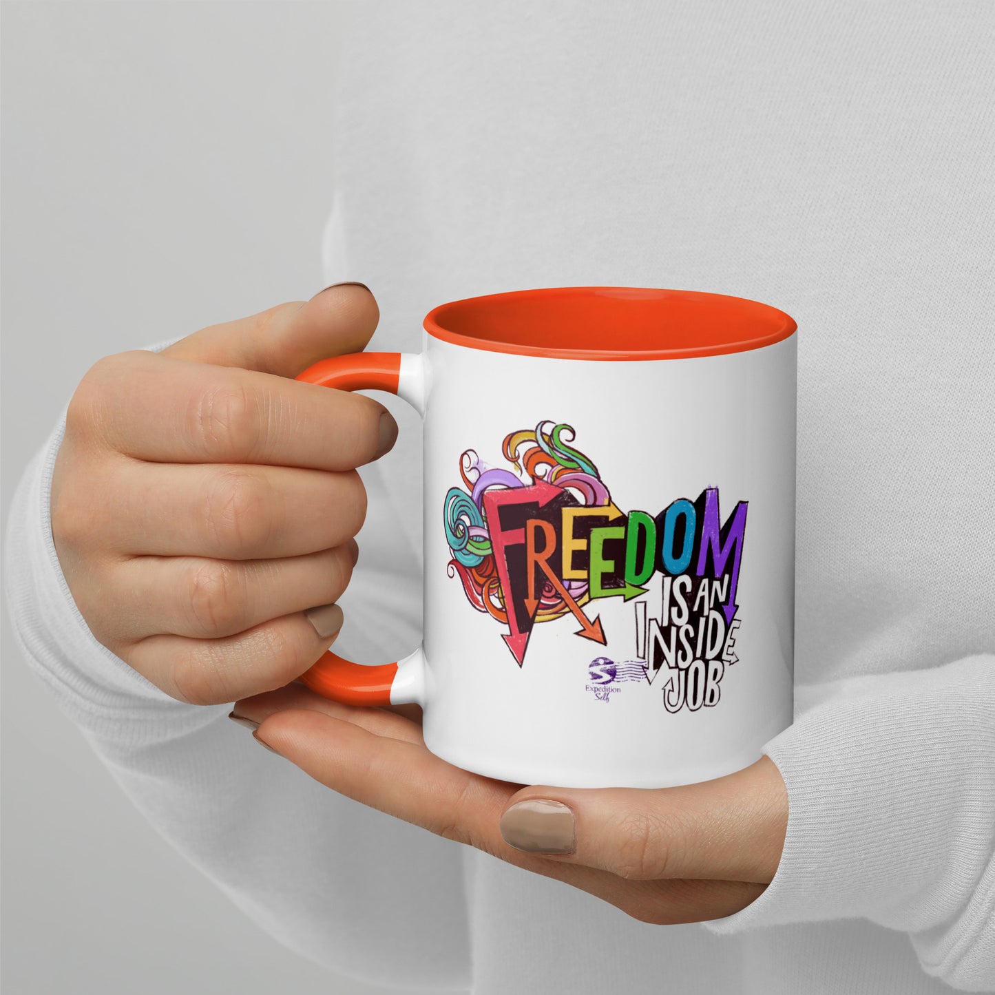 'Freedom is an Inside Job' Mug with Color Inside