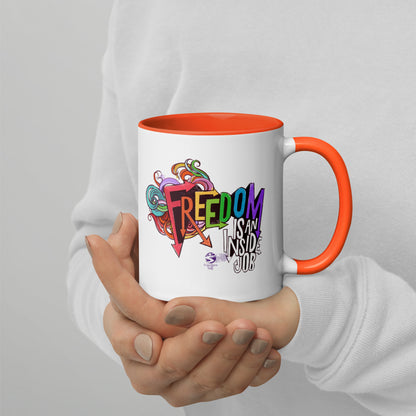 'Freedom is an Inside Job' Mug with Color Inside
