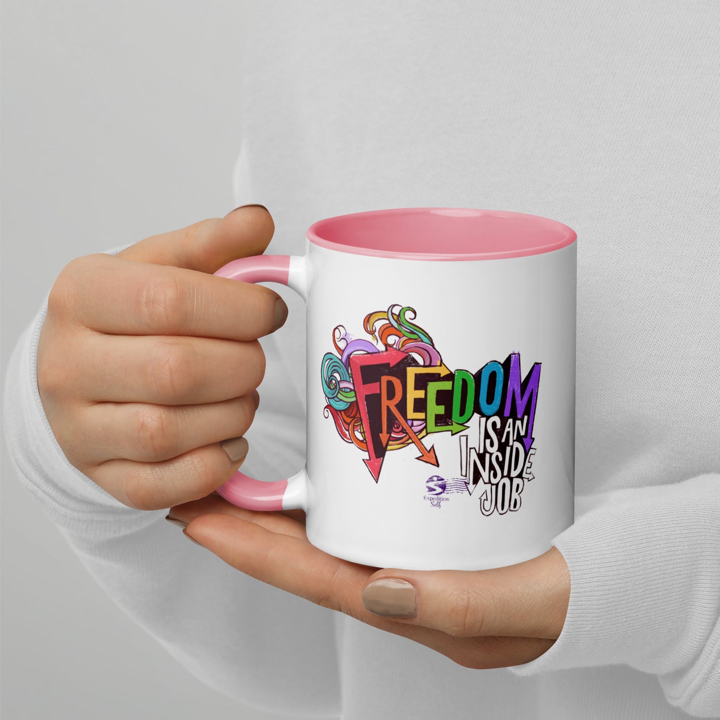 'Freedom is an Inside Job' Mug with Color Inside