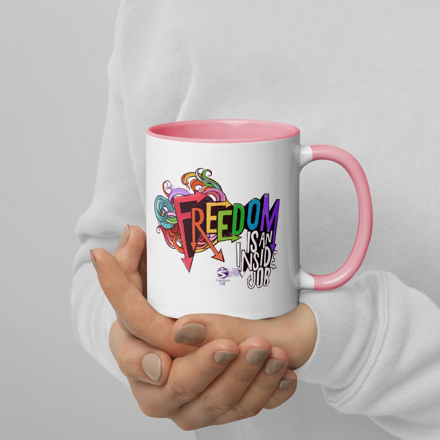 'Freedom is an Inside Job' Mug with Color Inside