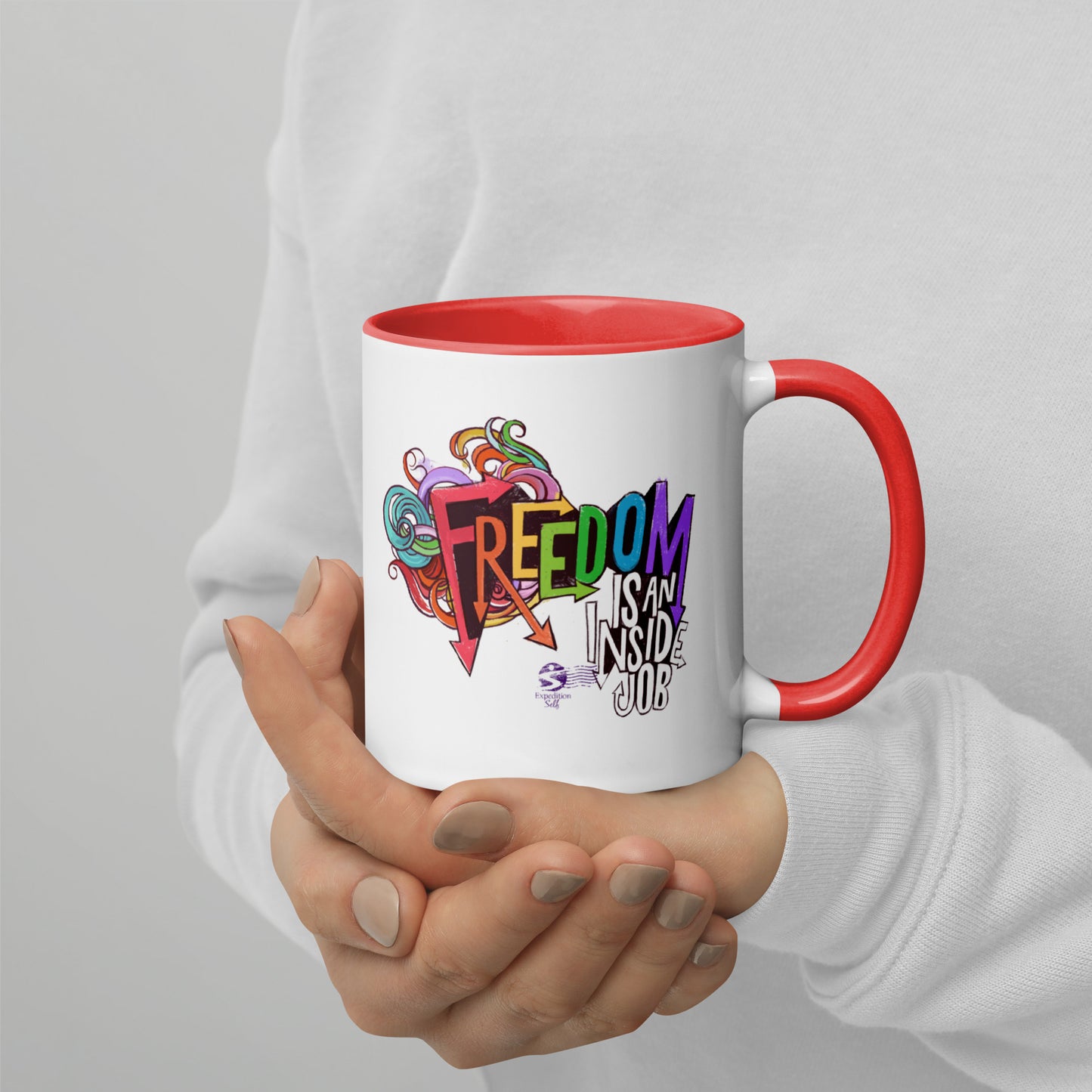 'Freedom is an Inside Job' Mug with Color Inside